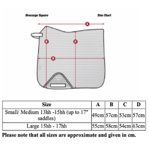 LeMieux-Loire-Dressage Square-Size-Guide
