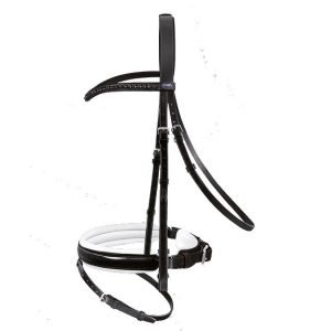 Passier-Apollo-Snaffle-Bridle-Black-Patent-White-Padding