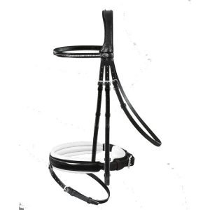 Passier-Fortuna-Snaffle-Bridle-Black-Patent-White-Padding